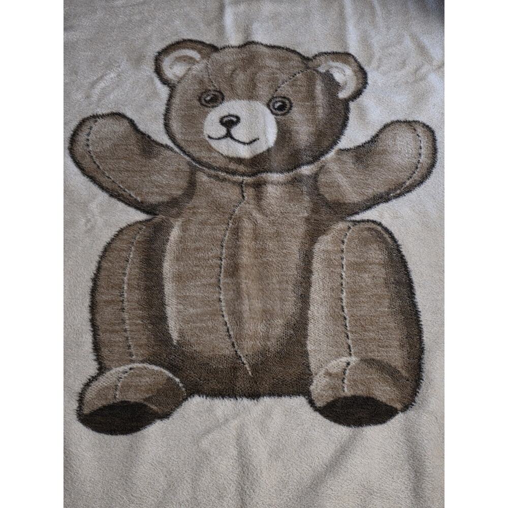 Vintage Biederlack Teddy Bear Throw Blanket Brown 58x 53 West Germany Reversible